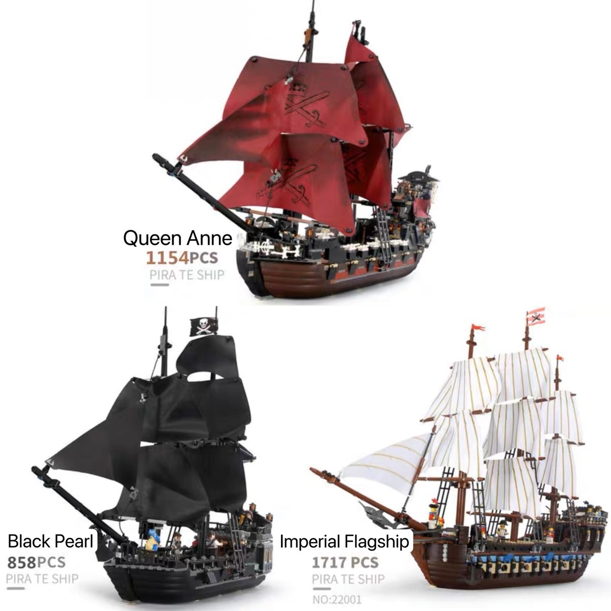 Pirates of Caribbean Ships Combo, Black Pearl Queen Anne
