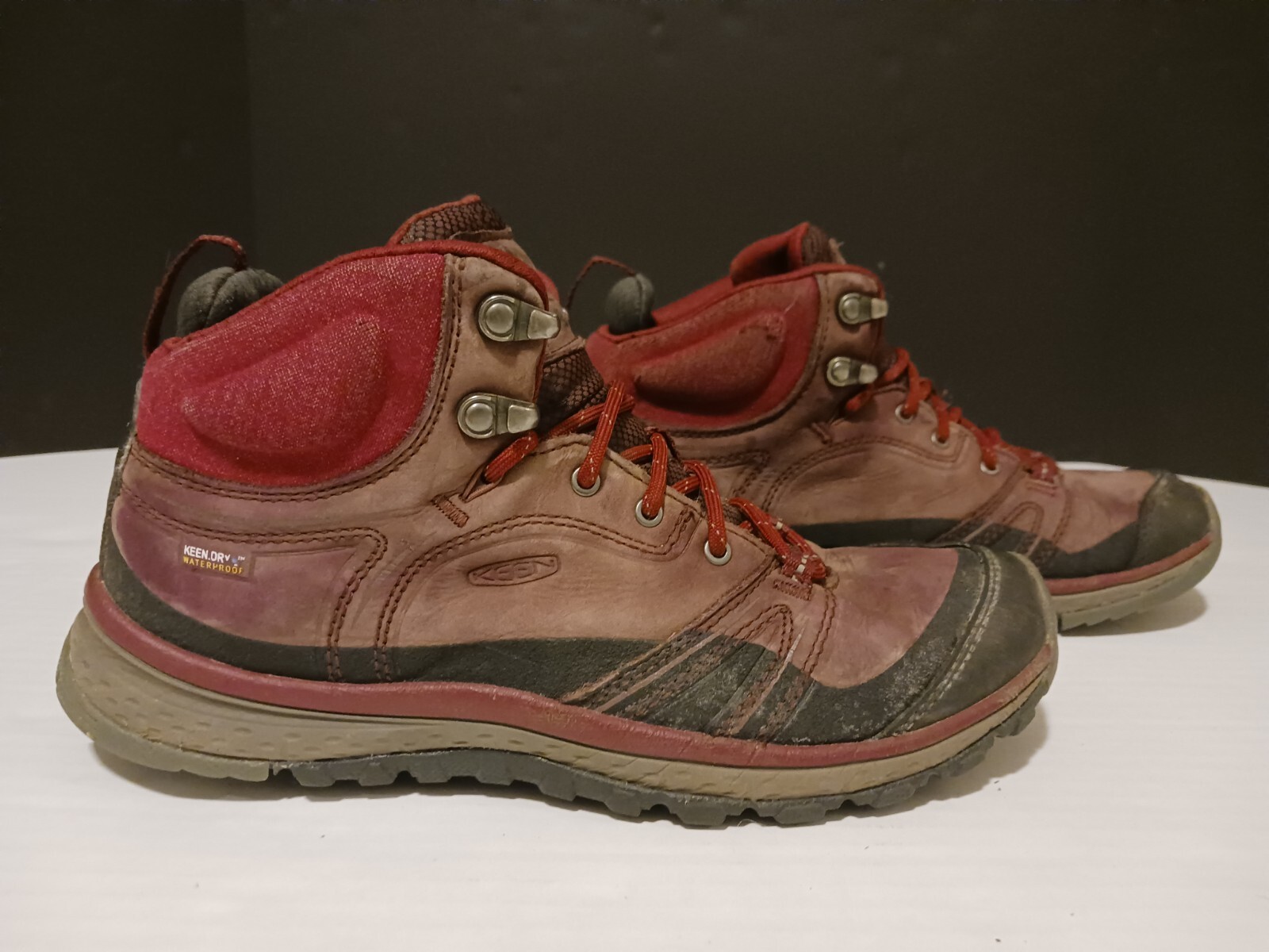 Stivali da trekking Keen Terradora Mid in pelle da donna 9 5 rosa marrone rosso impermeabili