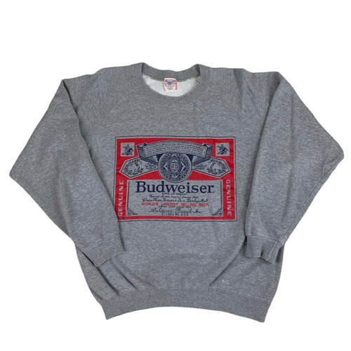 Vintage 90s Budweiser Graphic Grey Sweatshirt S M