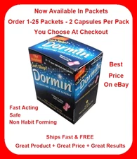 Dormin  Sleep Aid Fast Safe Effective - 1-25 Packets - 2 Caps Each - Exp 11/26