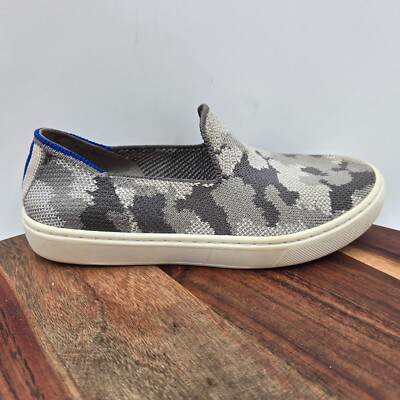 Rothys Shoes Youth Girls Gray Camo Knit Slip On The Kids Sneakers Loafers 