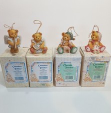 Lot Of 4 Cherished Teddies Hanging Christmas Tree Ornaments, Angel, Elf