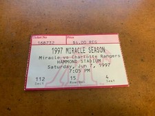 1997 Fort Myers Miracle v Charlotte Rangers Baseball Ticket David Ortiz 6/7