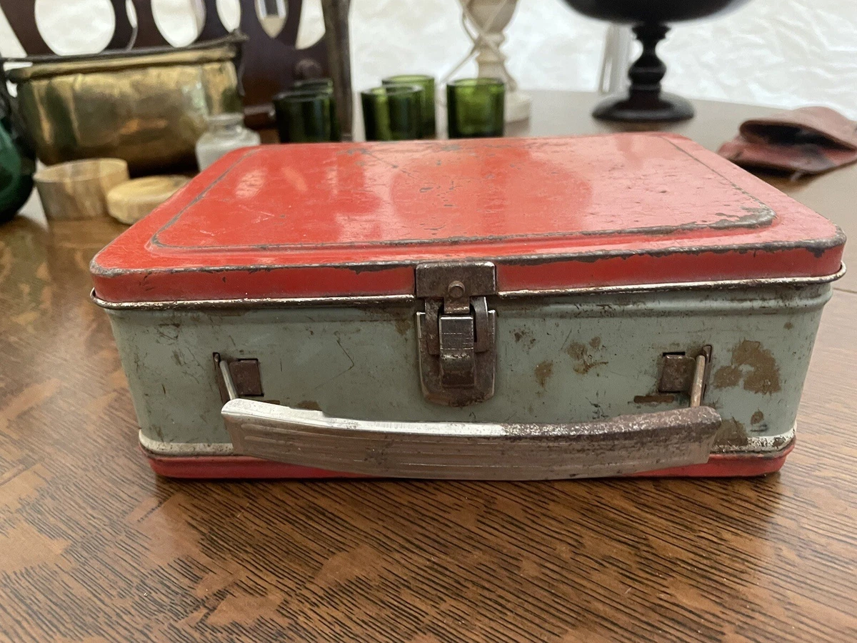 Plain Metal Snack Box / Red Small Lunchbox Retro Lunch Box