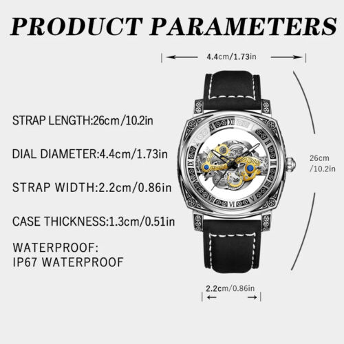 Orologio Scheletro di Lusso per Uomo - Movimento al Quarzo, Impermeabile, Cinturino in Pelle - Foto 4 di 10