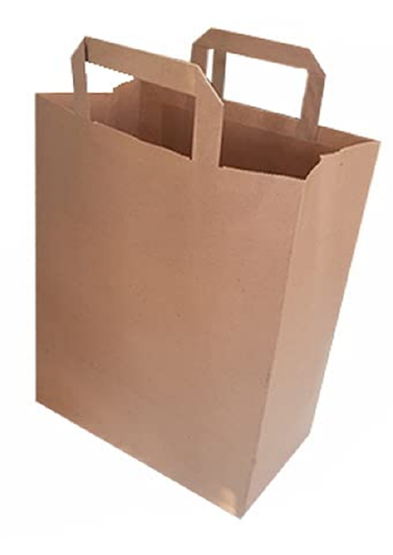 MyBrownBoxes 250 pcs Brown Kraft Paper Bags 10" x 5" x 13",Handled, Shopping Bag - Zdjęcie 1 z 2