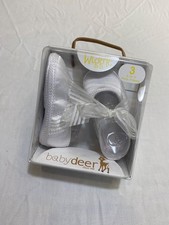 new in box baby deer infant white satin ribbon tied shoes size 3 for 6-9months