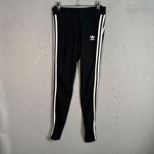 Adidas Womens Size Small Black  White 3-Stripes Leggings Athletic Gym