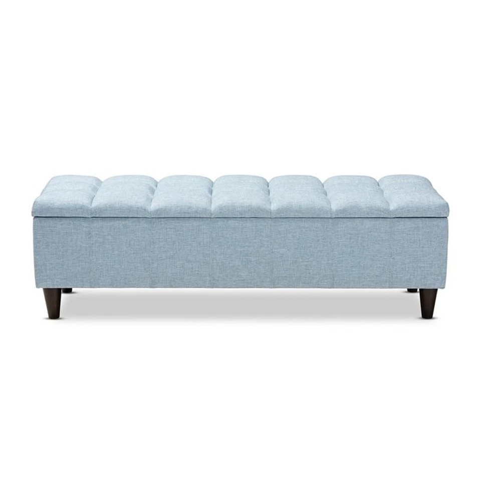 Baxton Studio Brett Tufted Fabric and Wood Storage Ottoman in Light Blue - Image 4 of 4