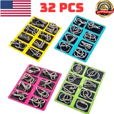 32 pcs Metal Montessori Puzzle Wire IQ Mind Brain Teaser Children Adults Toys