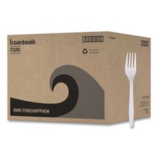 Boardwalk FORKHWPPWIW Wrapped Polypropylene Plastic Fork Cutlery 1000/CT New
