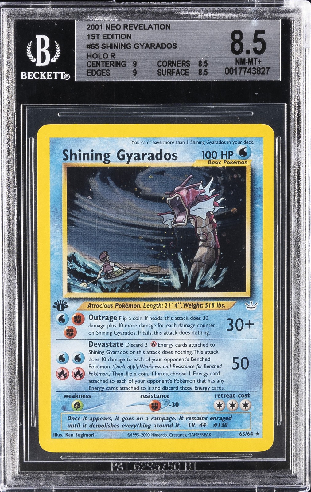 2001 POKEMON NEO REVELATION - 1ST ED - HOLO #65/64 SHINING GYARADOS BGS 8.5