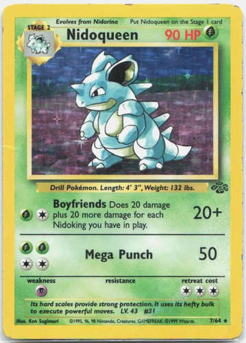 Pokemon Nidoqueen 7/64 MP R Jungle Unlimited Holo