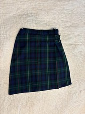 Lands End School Uniform Plaid A-Line Skirt Hunter/Classic Navy Plaid Size 8