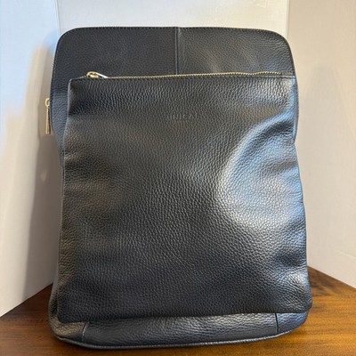 Vera Pelle Unica! Firenze Black Pebbled Leather Backpack Convertible Italy 14 H