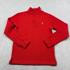 Polo Ralph Lauren Sweatshirt Kids Medium 10-12 Red 1/4 Zip Flesh Pony Pullover