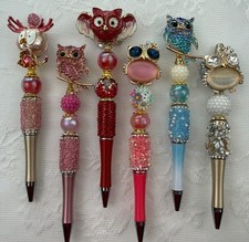 Custom beaded pens  Luxury Inspired Owl Gift.Basket filler. Journal. Collect 