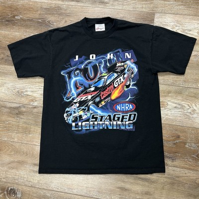 Vintage John Force Funny Car GTX Castrol Staged Lightning Shirt Size Large 2000