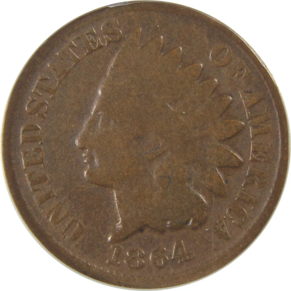 1864 No L Indian Head Cent VG 8 Details ANACS Bronze Penny SKU:I22280 - Image 3 of 4