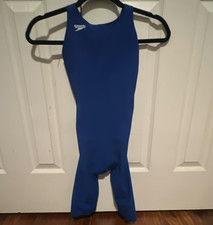 Speedo Competitive Kneeskin One Piece Swimsuit 26 Blue Nylon/Spandex