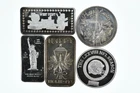 Lot 5 VINTAGE 1 Oz Silver Bars/Rounds Art Bars Collection Poured .999 *587