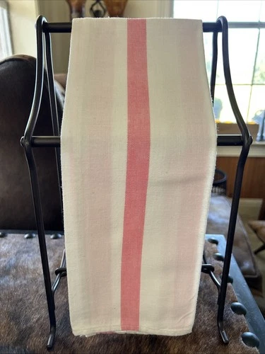 Vintage Pink Stripe Linen Cotton Kitchen Hand Dish tea Towel 27.5”x15”