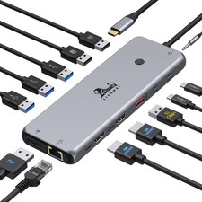 13 in 1 Laptop USB C Docking Station - Dual Monitor, 8 USB C/A Ports, Etherne...