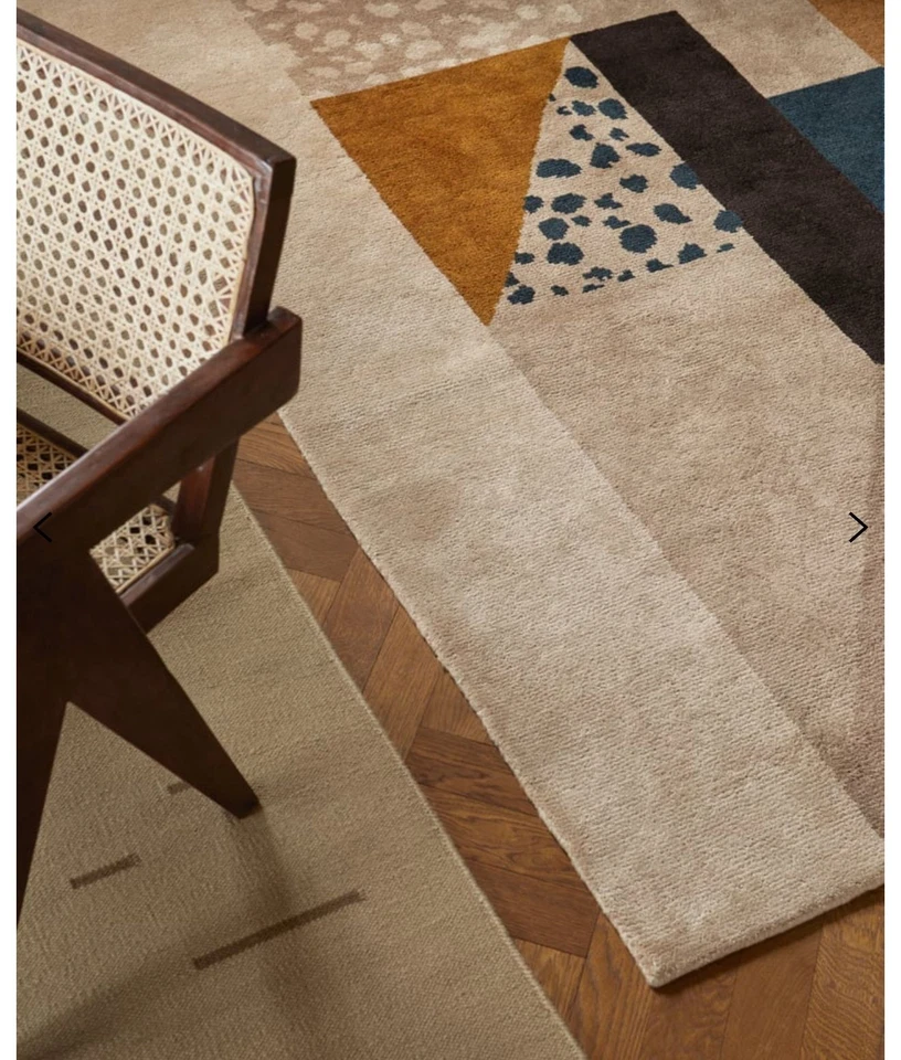 Modern Abstract Geometric Area Rug – Handmade Contemporary Carpet with Leopard - Image 2 of 4