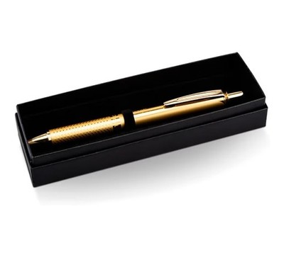 Pentel EnerGel Style Prof. Gel Pen 0.7mm Med Line Gold barrel Black Ink GiftBox