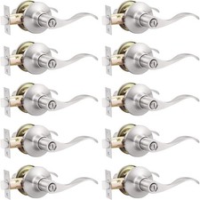10 Pack Privacy Door Levers Bedroom Door Handle with Lock Satin Nickel Interior