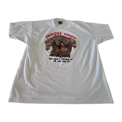 90s Vintage Mens Dog Graphic Print T Shirt Size XXL Famous Fidos Best Single Sti