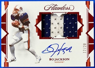 2022 Panini Flawless Collegiate Jersey Patch, Bo Jackson Auto #d /20 Ruby Red!