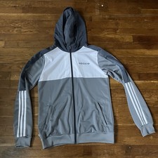 Adidas Track Jacket Youth XL White Grey Gray Zip Up