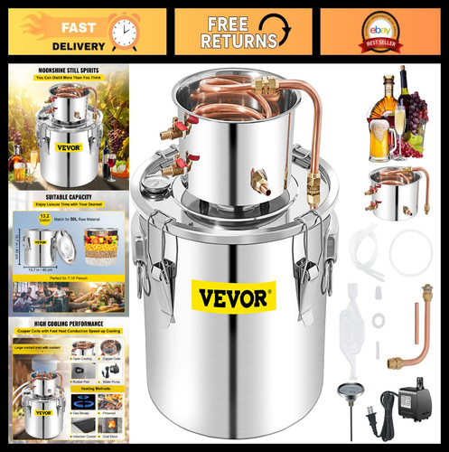13.2Gal Stainless Steel Alcohol Distiller Kit - Home Brewing, DIY Whisky, Wine &