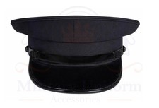 Black Chauffeur Peak Cap – Guard Uniform Peaked Visor Hat, Formal Driver Cap