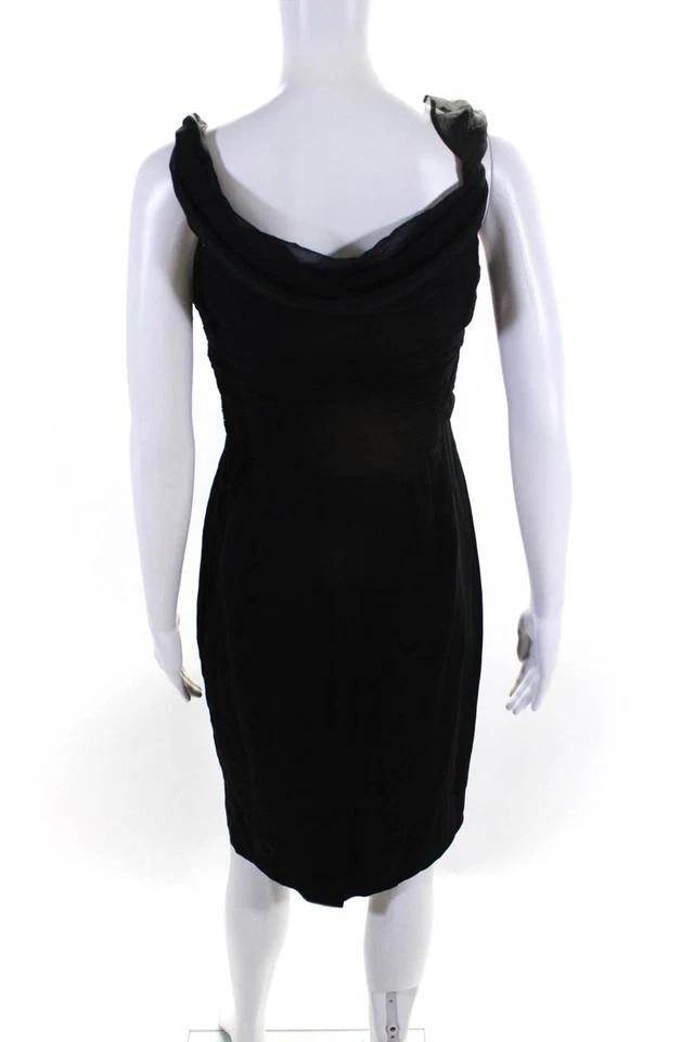 Foley + Corinna Womens Silk Chiffon Ruffled Sheath Dress Black Size S - Image 3 of 4