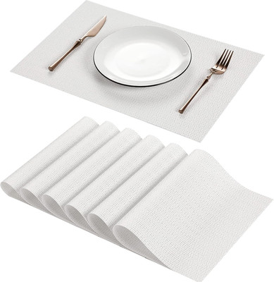 Placemats for Dining Table Set of 6 Woven Vinyl Plastic Place Mats Non-Slip Heat