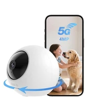 Noorio 2K Indoor Security Camera with 5GHz WiFi - 360° Pan Tilt Pet Camera
