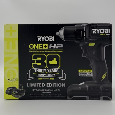 #ad RYOBI 30th Anniversary Black ONE HP 18V Brushless Drill Kit Limited Edition $155.00