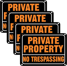 Reflective No Trespassing Signs 4 Pack 7x10 Aluminum Warning Property Security