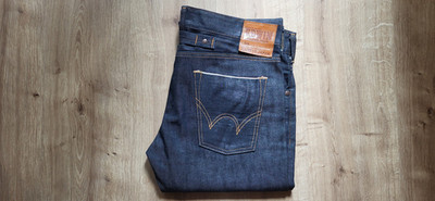 Edwin SEN RED Selvedge Jeans Blue Unwashed SK505 Made in Japan W33 L33 Zip