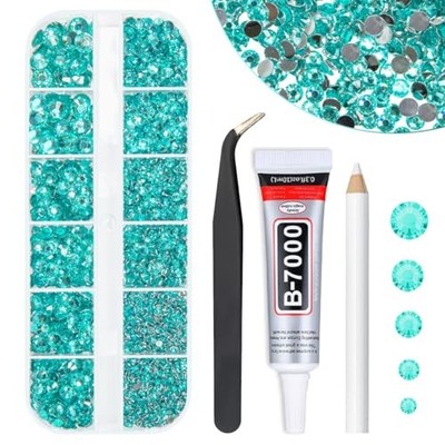 qiipii Resin Rhinestones w B7000 Jewelry Glue for Bedazzling Crystal Aquamarine