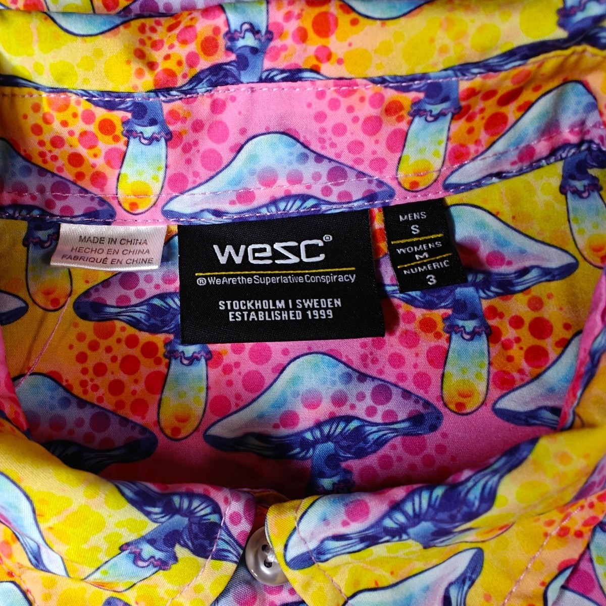 WeSC Unisex Odens Shrooms Trip Sm & LG Couple AOP Print Shirt Psychedelic Lot View 3