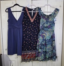 Lot Of 3 Old Navy Dresses Short Sleeve Sleeveless Floral Knee Length Size Large