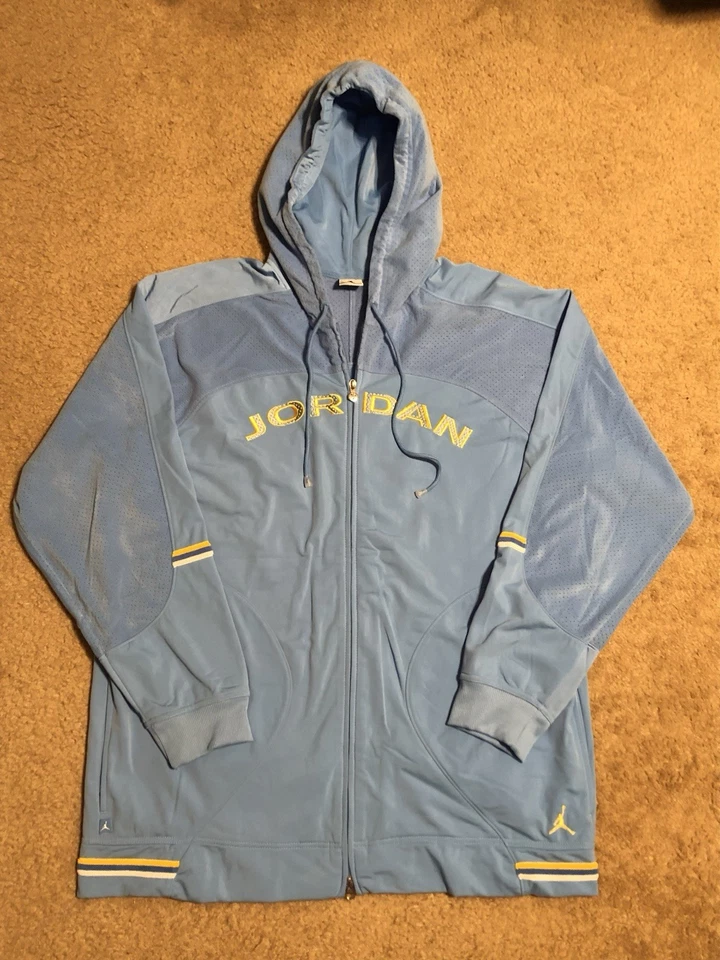 Vintage AIR JORDAN Men's Warm Up Suit Tracksuit  XXL Hoodie Pants Blue UNC Melo - Image 3 of 4