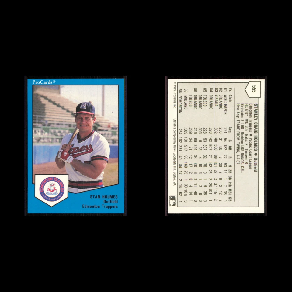 Stan Holmes #555 1989 ProCards Minor League Team Sets Edmonton Trappers Baseball - Image 3 of 3