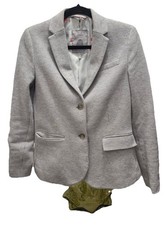 Joules Tweed Light Grey Soft Wool Spring Blend Blazer Sz 6