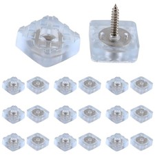 20Pcs 0.87Inch/22mm Rubber Furniture Pads with Screws, Clear Square Non Slip ...