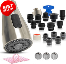 Universal Kitchen Faucet Sprayer Head 3 Function Pull Down 15 Adapters - US