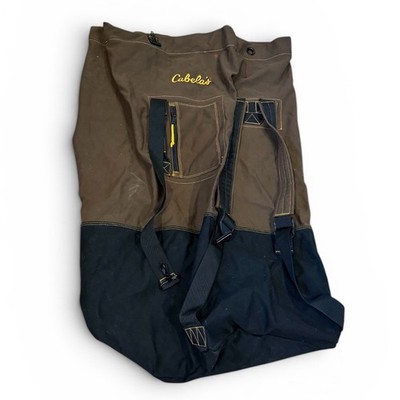 Cabelas Heavy Duty Canvas Gear Bag Brown Duffel Hunting Camping Luggage Backpack